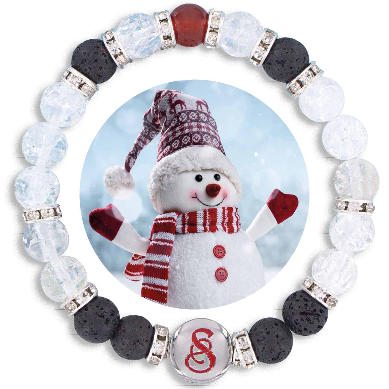 NEW!     FROSTY - THE LITTLE SNOWMAN (2 versions: 8 mm and 10 mm gemstones)